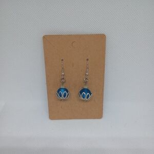 Blue and Silver Spherical Earrings Gift Jewelry Casual Party Streetwear Retro